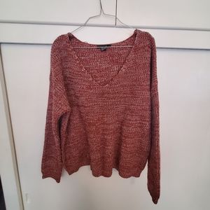 Red deep V sweater